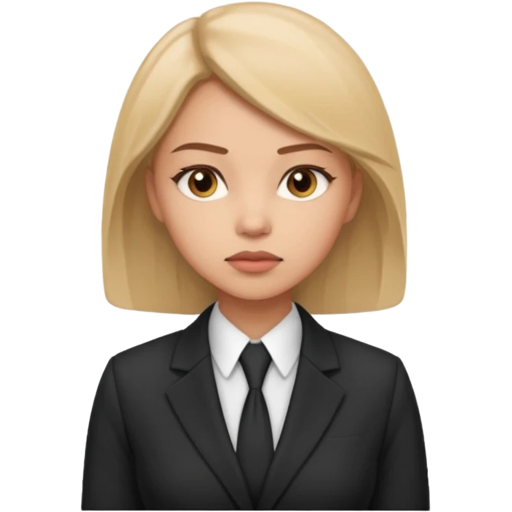 сделай молодую девушку в деловом костюме которая задумалась над чем-то  emoji