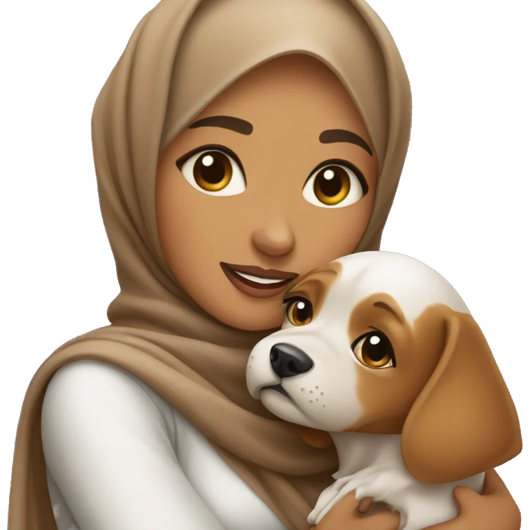 pretty caramel skin woman with hijab hugging a dog emoji