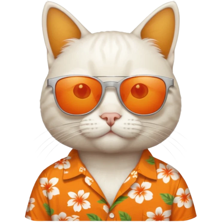 white Cat – relaxed with sunglasses and orange aloha shirt emoji