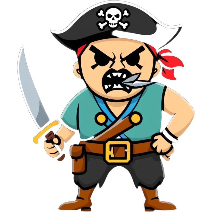 angry pirate with a knife in mouth emoji