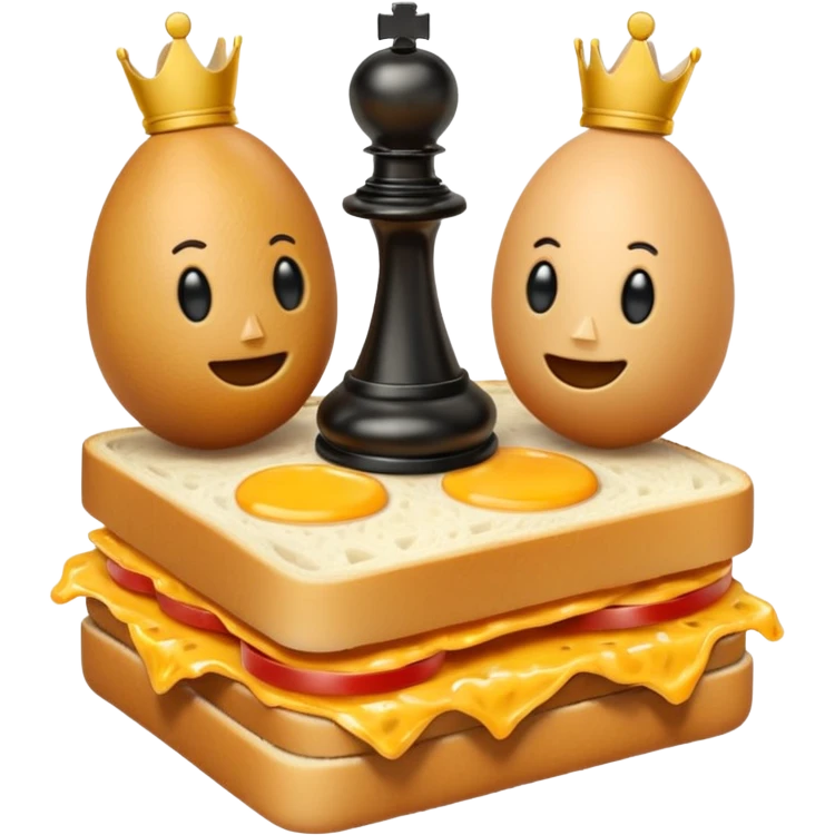 Chess pieces boxing on an egg sandwich emoji