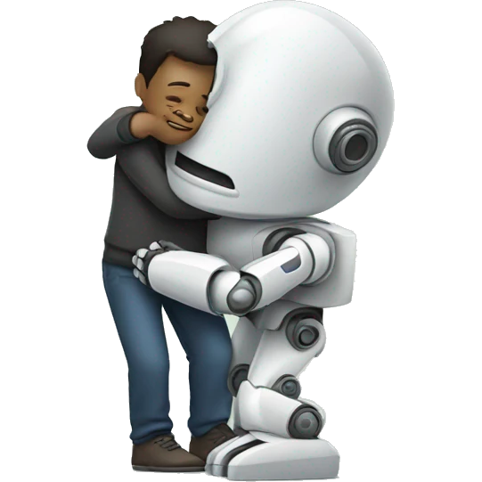 a person hugging a robot emoji