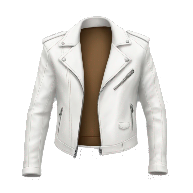 Realistic side view of a white fashion leather jacket. emoji