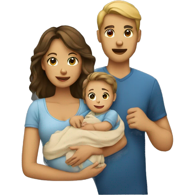 A girl and a man holding their baby emoji