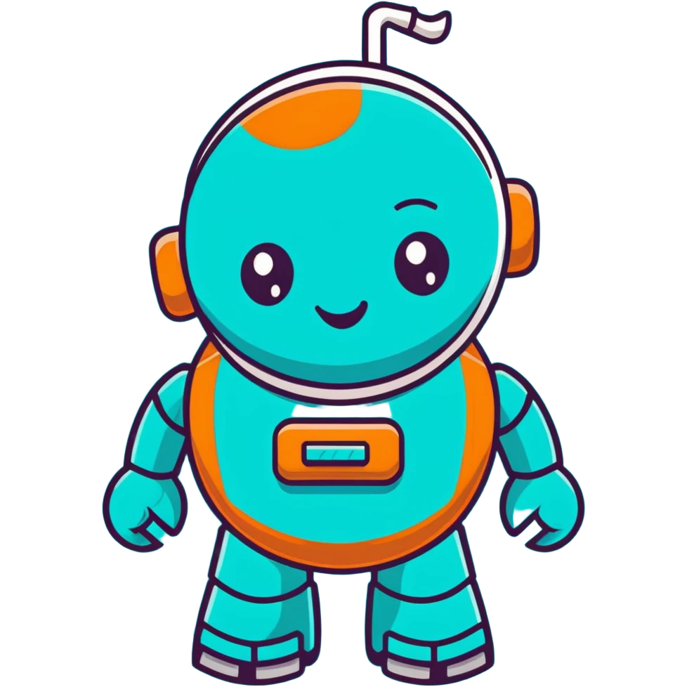 teal cute robot winking emoji