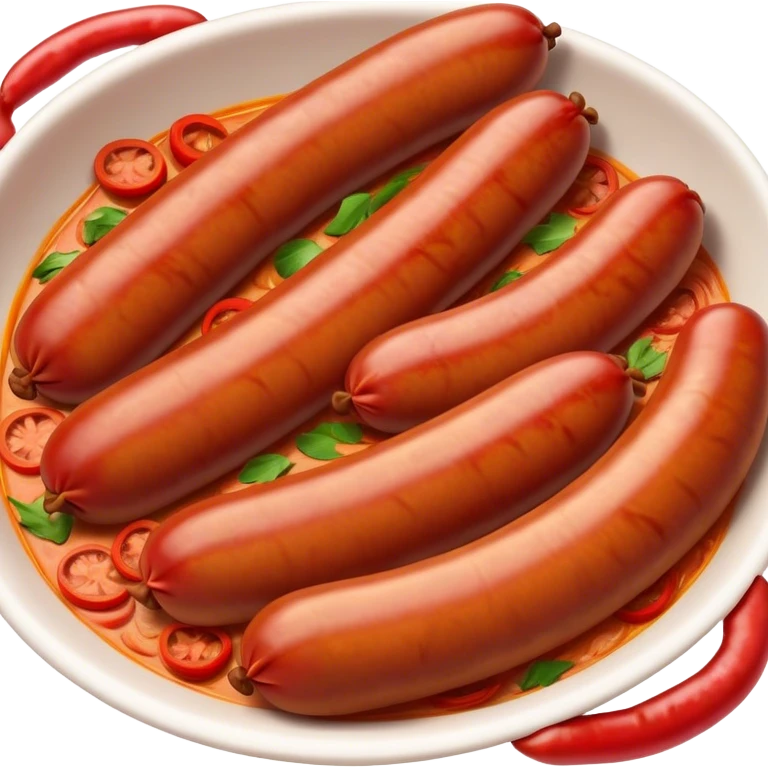 Cinematic Realistic Chorizo Dish Emoji, featuring spicy, robust sausage slices rendered with vivid textures and dynamic, appetizing lighting. emoji