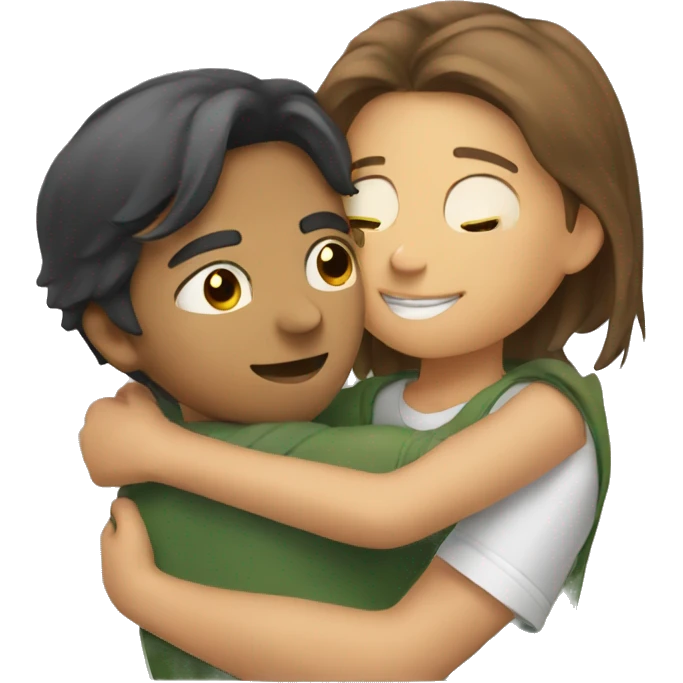A boy hugging a girl  emoji
