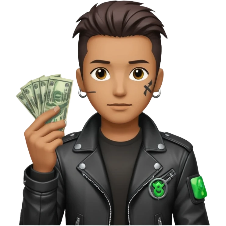 Cyber punk man holding money emoji