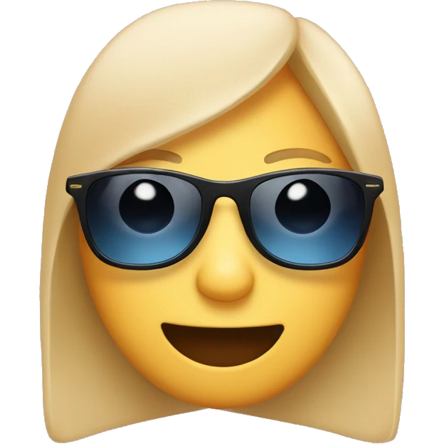 A shy blushing face peeking out from behind sunglasses. emoji