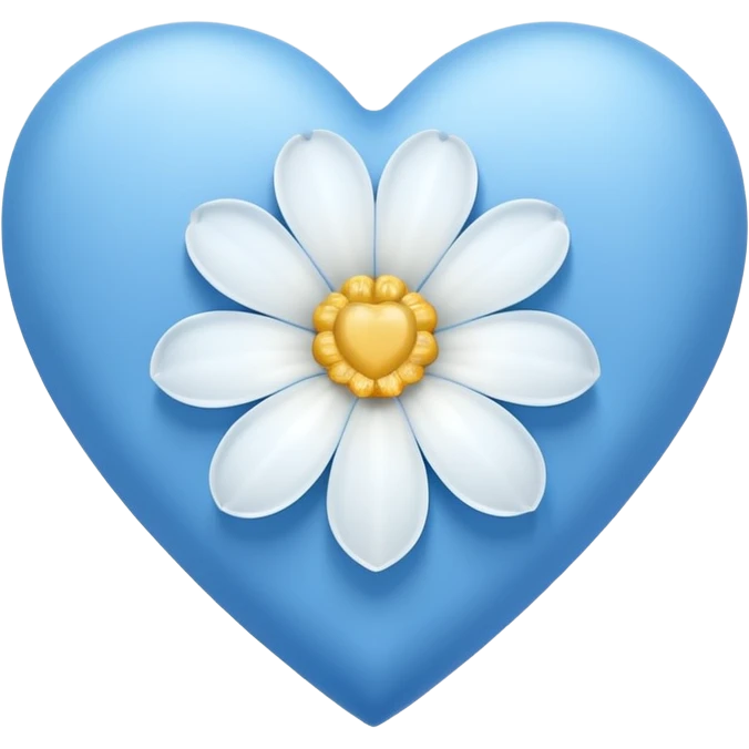blue heart with one white flower emoji