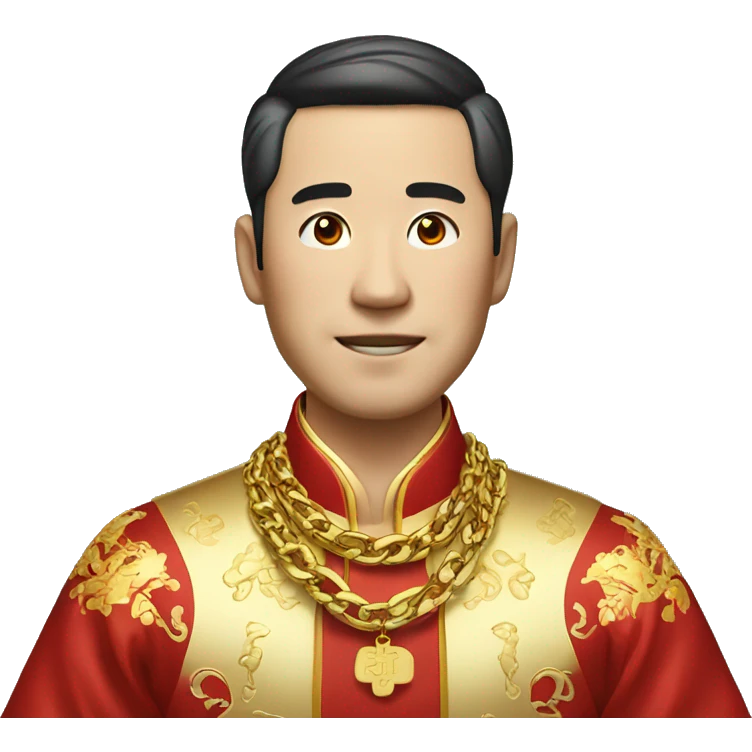 rich chinese man with gold chain in national dress emoji