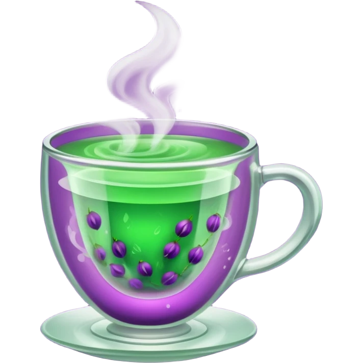 Berry green tea in a steaming cup emoji