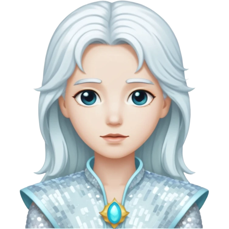 Uranus from Gods and Goddesses with long white hair, white sequin outfit emoji