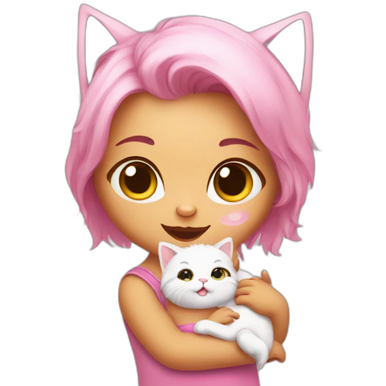 Kitty with a baby girl emoji