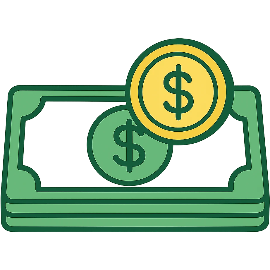 stack of money, minimalistic, green gold and white color scheme, clean lines emoji
