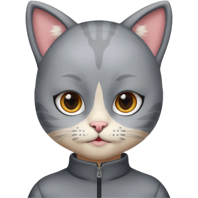 little kid with cat face paint and grey cat suit emoji