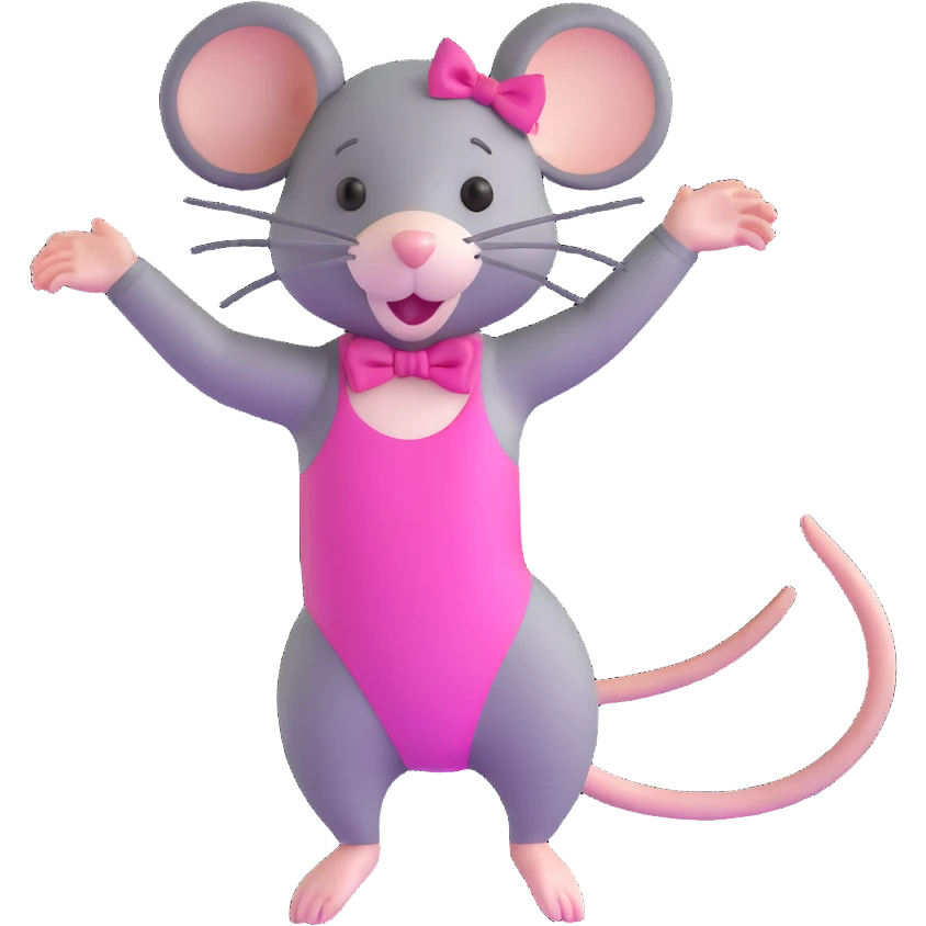 rat with a pink bow wearing a gymnastics leotard emoji
