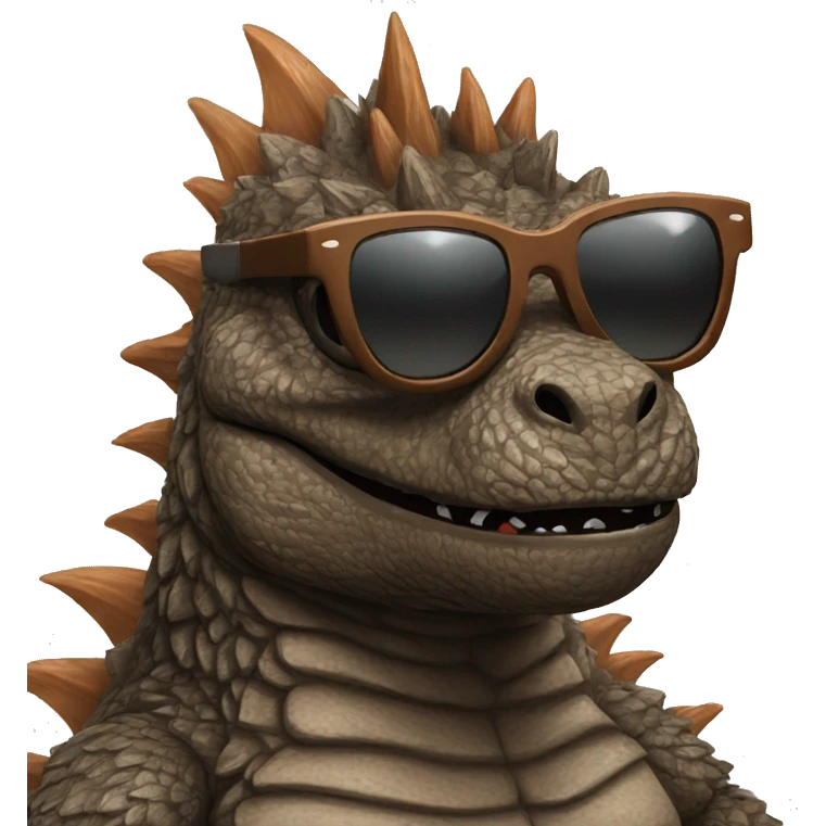 Brown Godzilla with sunglasses  emoji