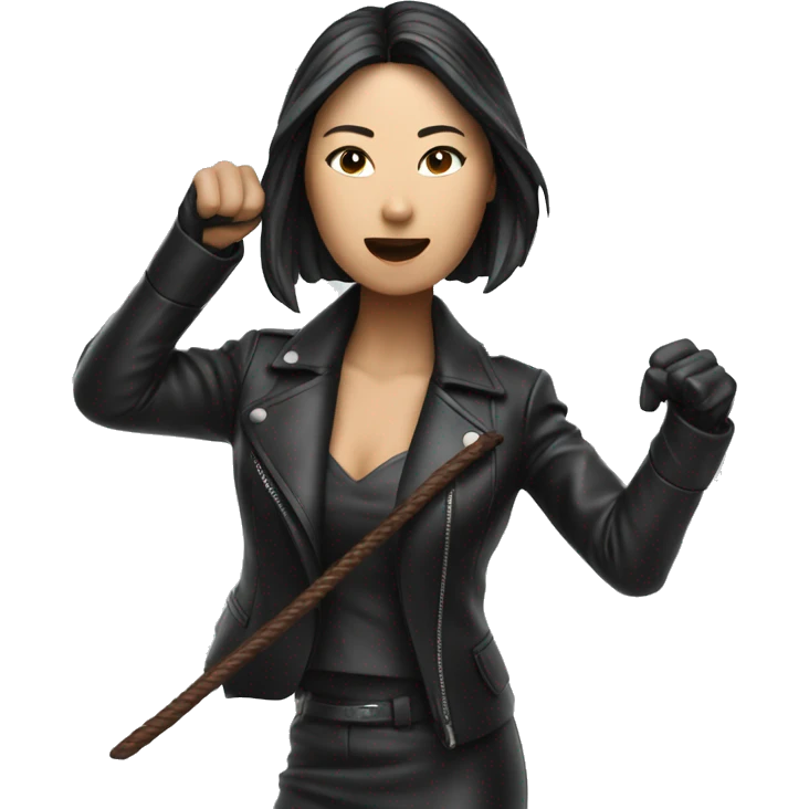  Emoji of an Asian woman in leather suit destroying a whip to demonstrate leadership  emoji