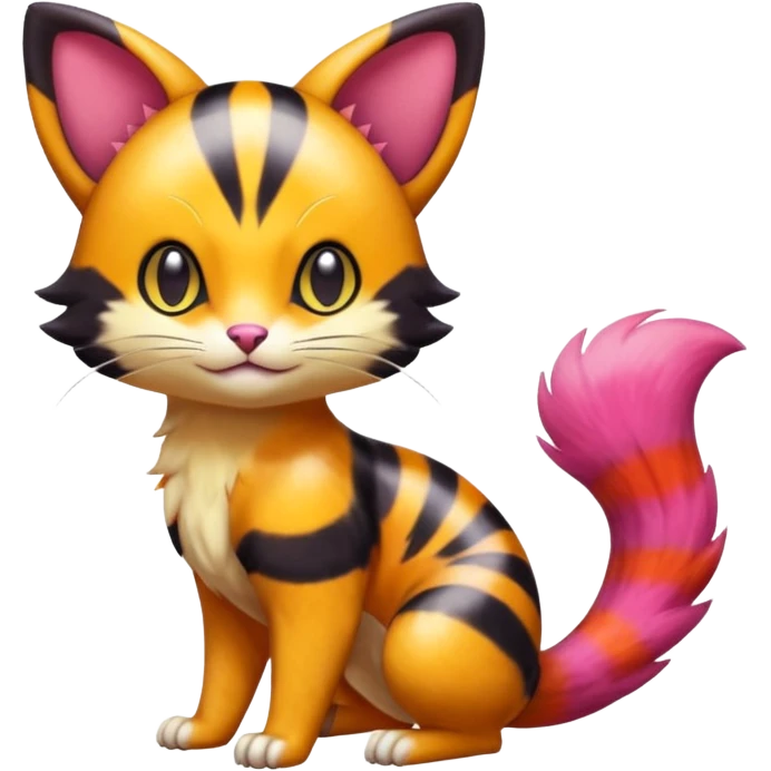 Cute Adorable Shiny Colorful Realistic Elegant Pretty Beautiful Liepard-Furret-Litten-Skitty-Pokémon-fusion-creature (full body) emoji