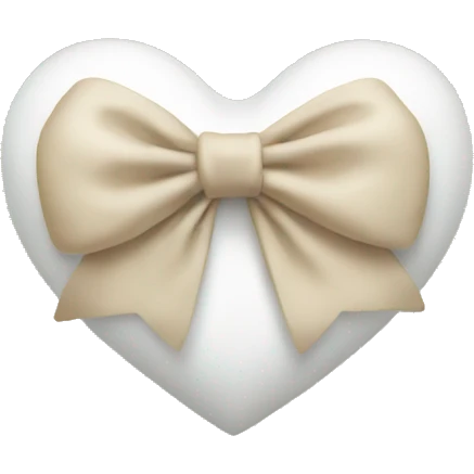 White heart with beige bow emoji
