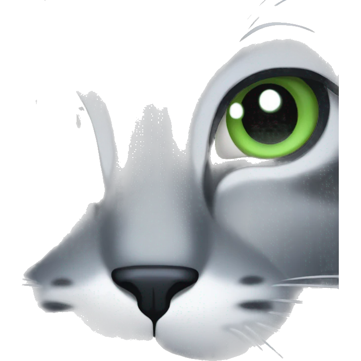 Close up of gray cat with green eyes face only emoji