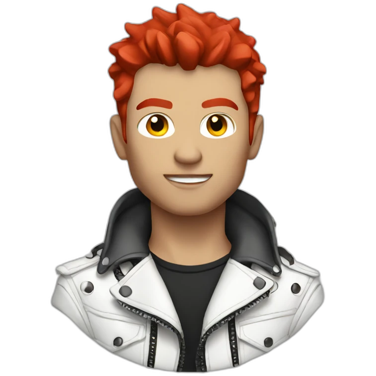 Punk male with white leather jacket with red hair emoji