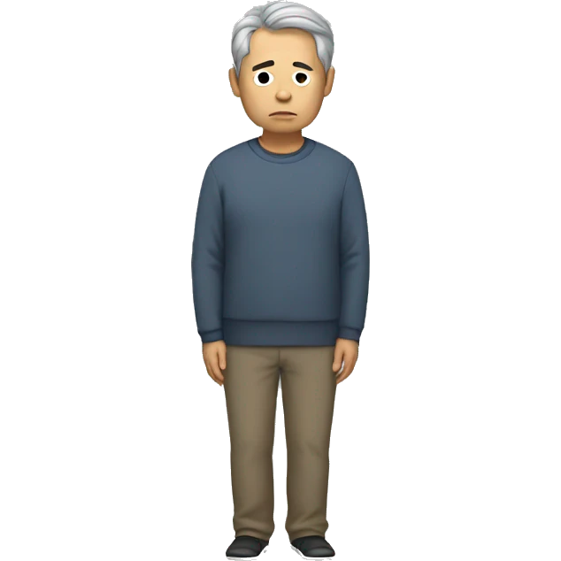 middle aged asian man sad standing full body emoji