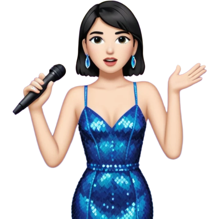 Dua Lipa emoji, singing on stage, microphone, glamorous outfit emoji