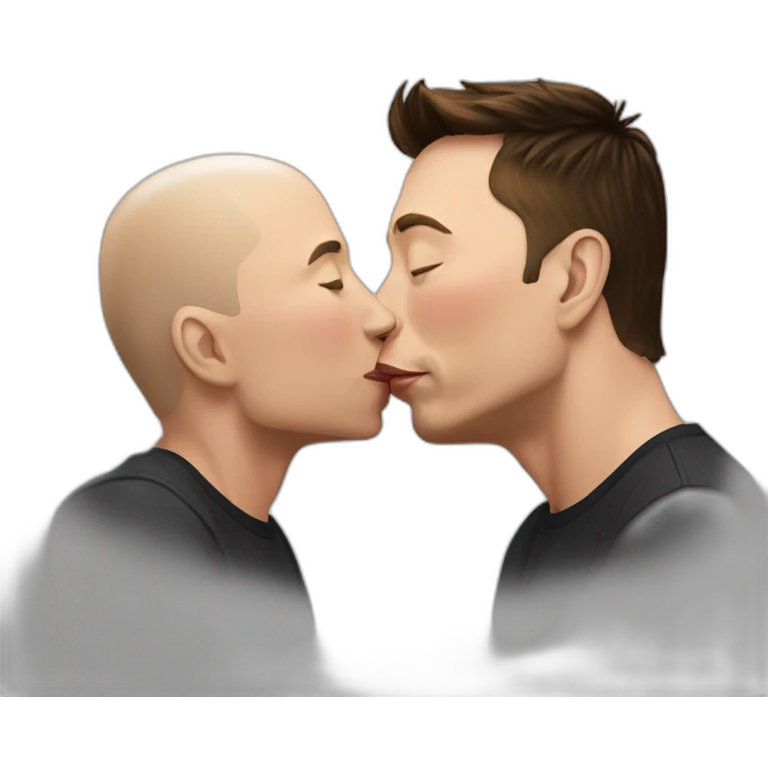 Elon Musk kissing Jeff Bezos emoji