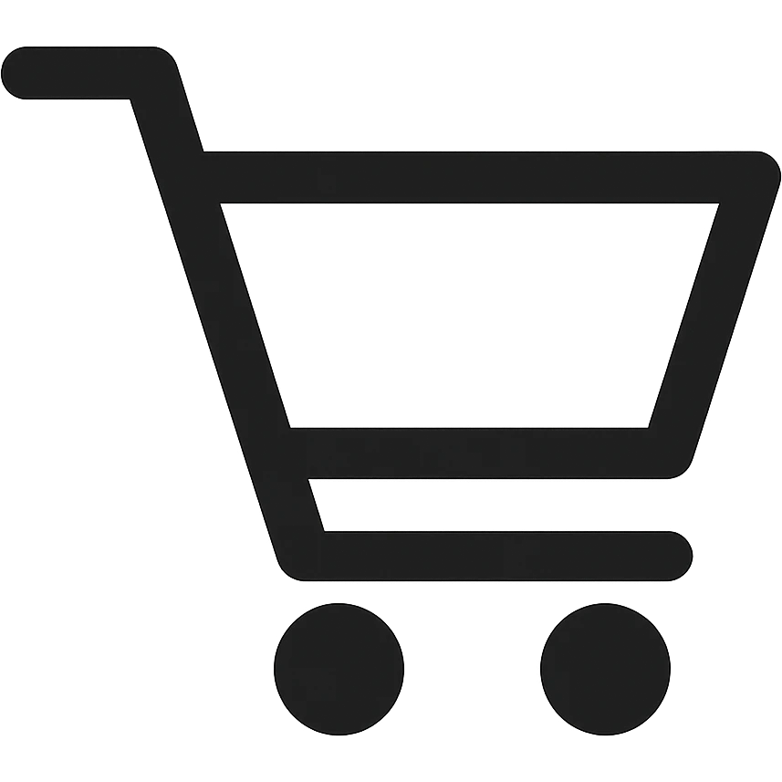 A shopping cart icon with simple geometric shapes emoji