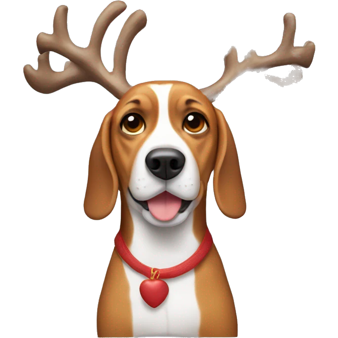 beagle with reindeer antlers emoji