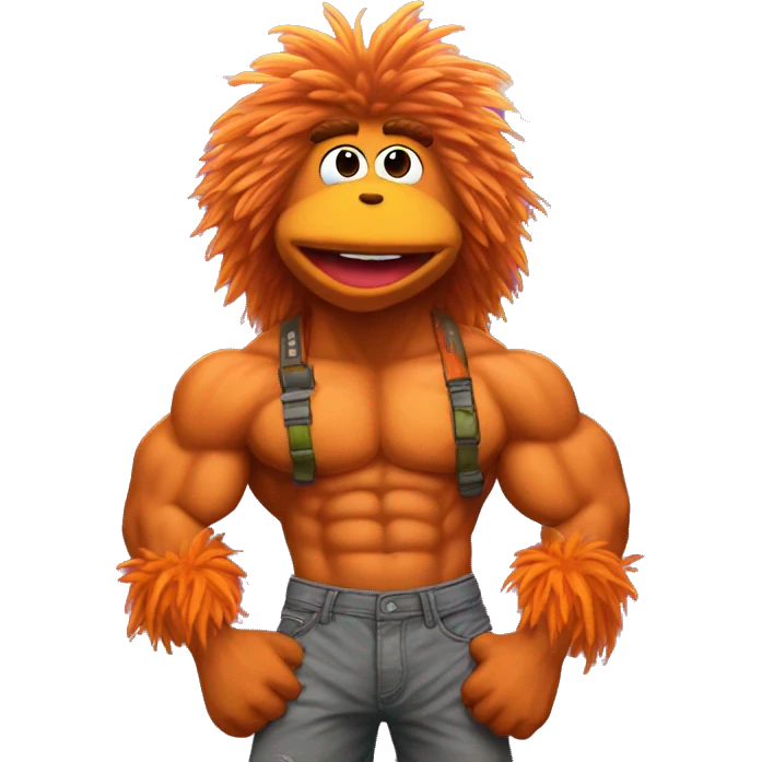 fraggle rocks hot muscle trainer sunset colored emoji
