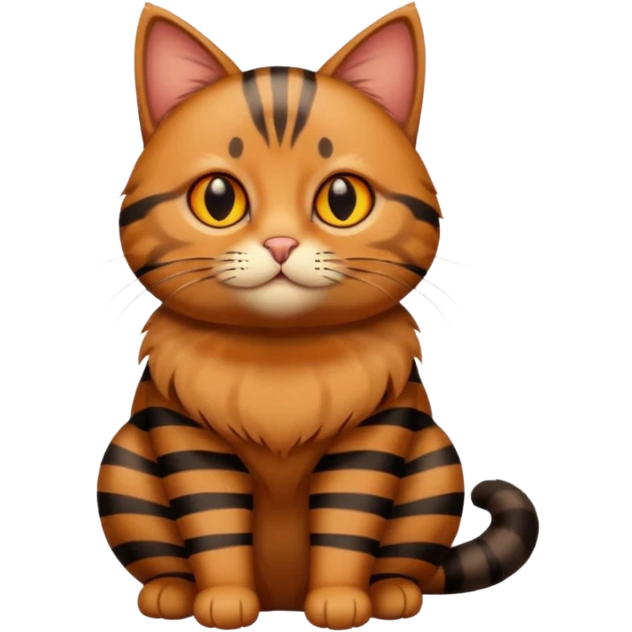 Brown cat with black stripes and fat emoji