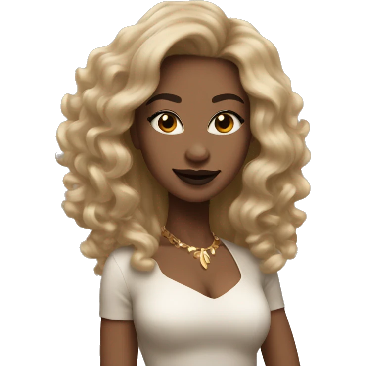 light skin woman with brown lipstick and big straight hair dancing  emoji