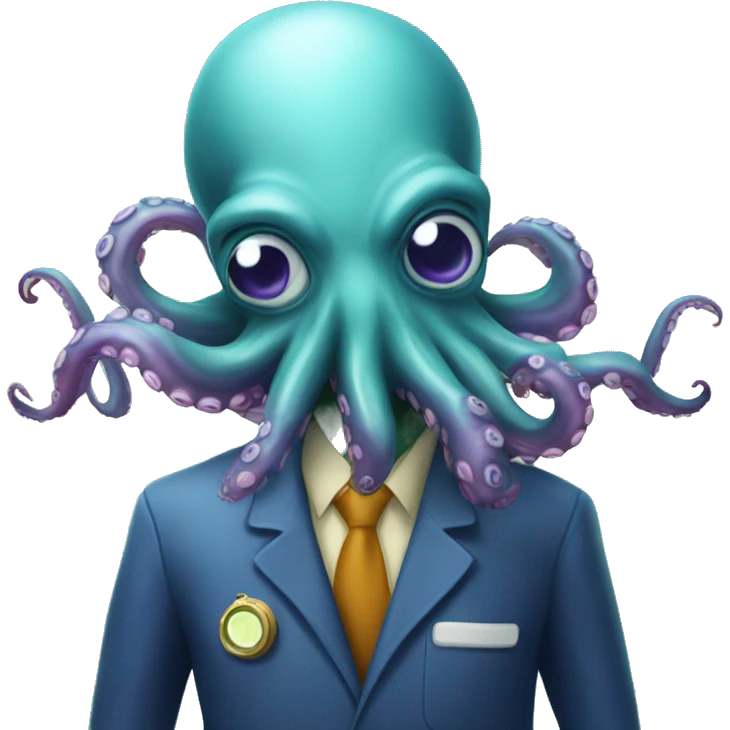 Alien Octopus with scared scientist  emoji