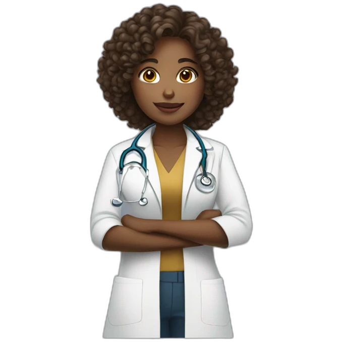 doctor woman curly hair brown skin emoji