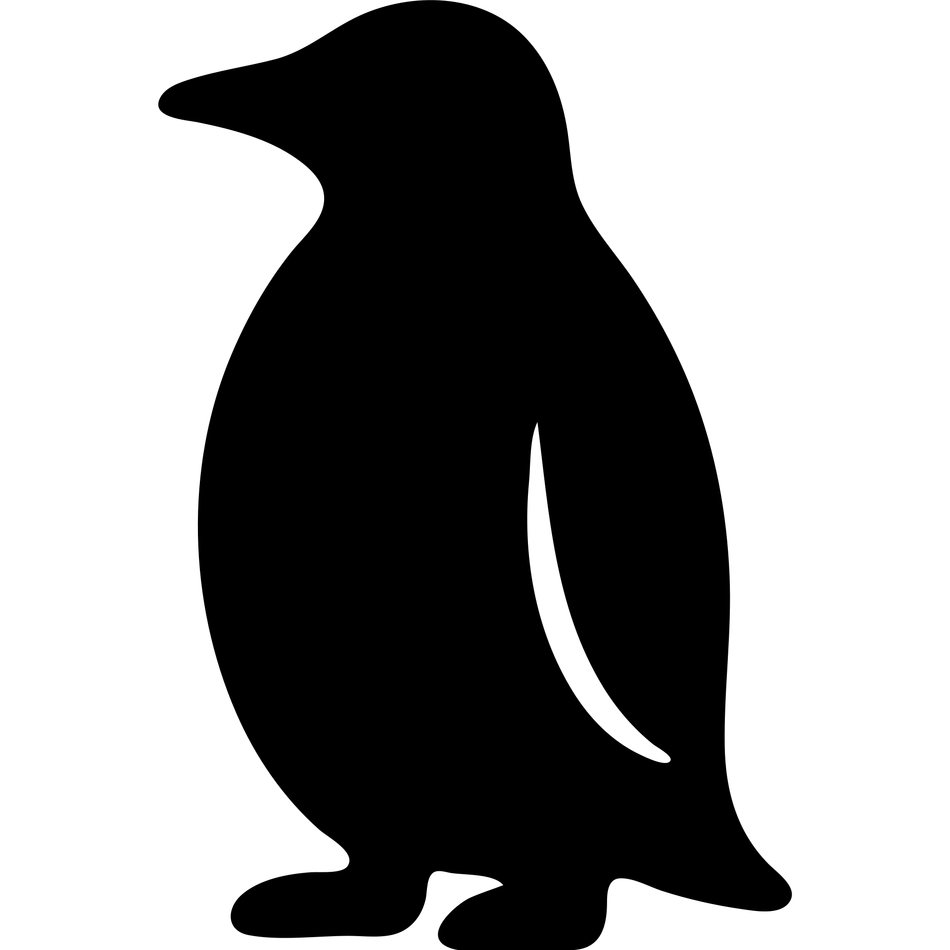 solid black penguin icon, minimal and bold emoji