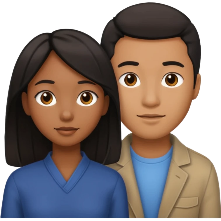 black girl straight hair asian man couple emoji