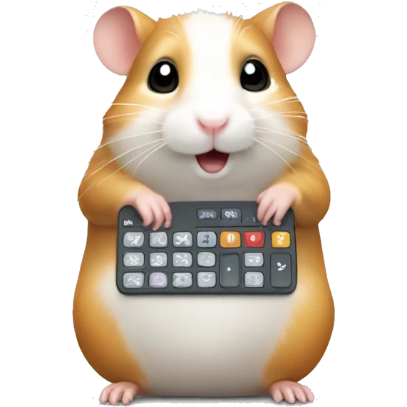 Hamster using calculator emoji