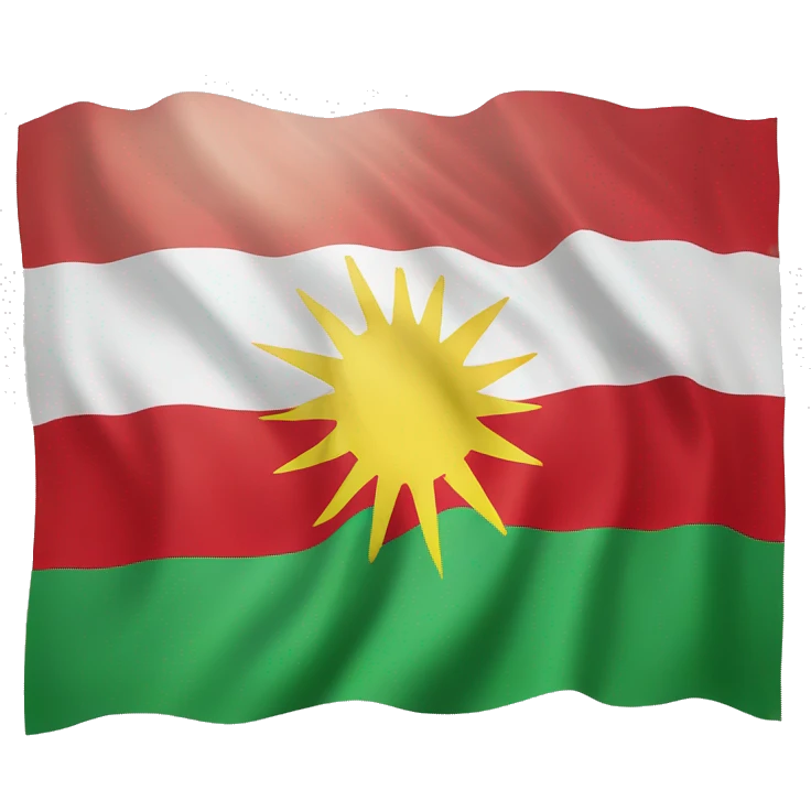 kurdistan flag with red at the top green at the bottom and white in between with a sun  emoji
