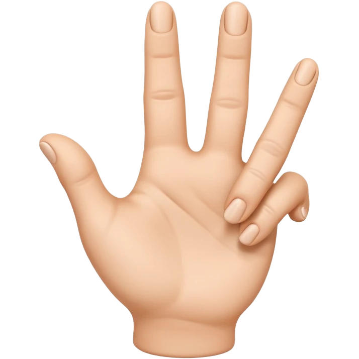 3D iPhone style emoji of a human hand making a small gesture with fingers, thumb and index finger close together, realistic skin texture, isolated on white background, soft shadows, high detail, playful and cute. emoji