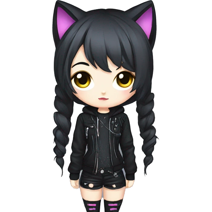 Edgy Kawaii Cute Cool Cartoon Beautiful Elegant Pretty Anime Punk Techwear Gothic Catgirl emoji
