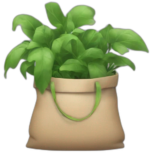 cat with bag of sticky green plants emoji