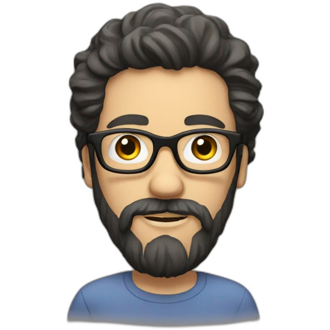 white man with beard and black long hair glasses emoji
