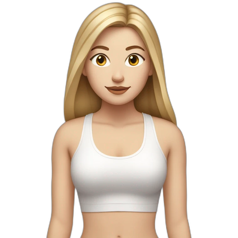 White Girl with straight dark blonde hair with big lips in yoga position emoji