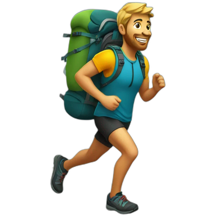trail runner with backpack in the mountains emoji