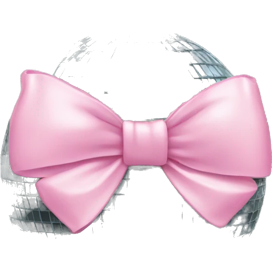Disco ball with a light pink bow on the top emoji