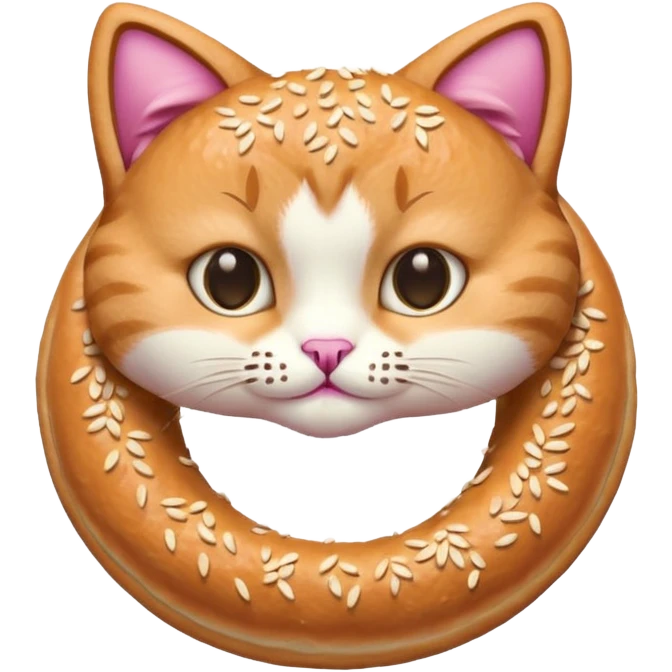 pink cat eating simit emoji