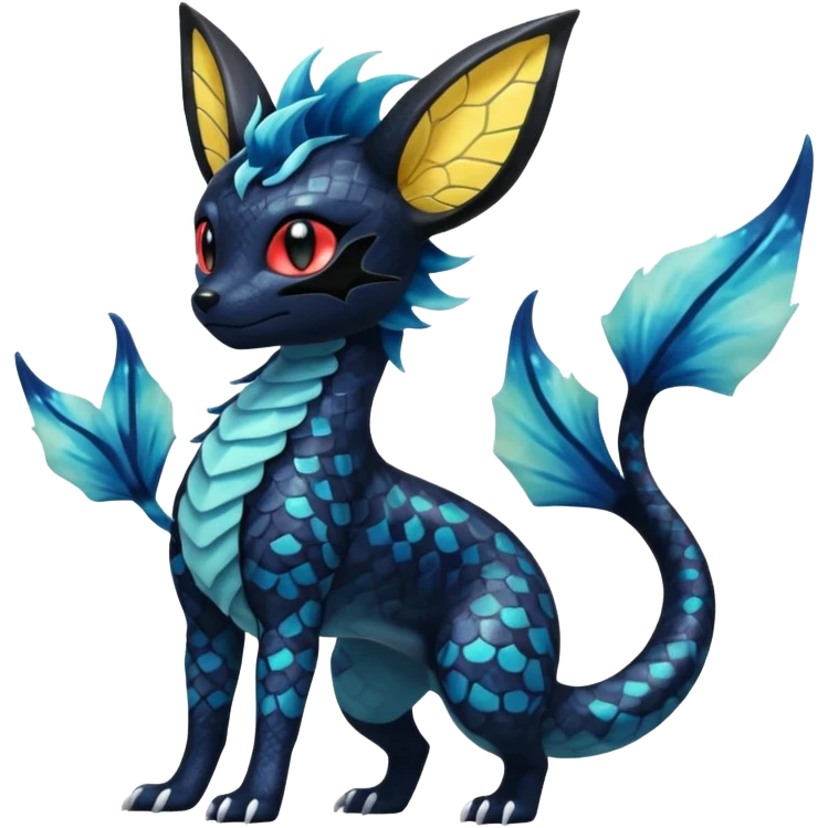 Umbreon-Amaura-Vaporeon-Salandit-Fakémon-fusion (full body) emoji
